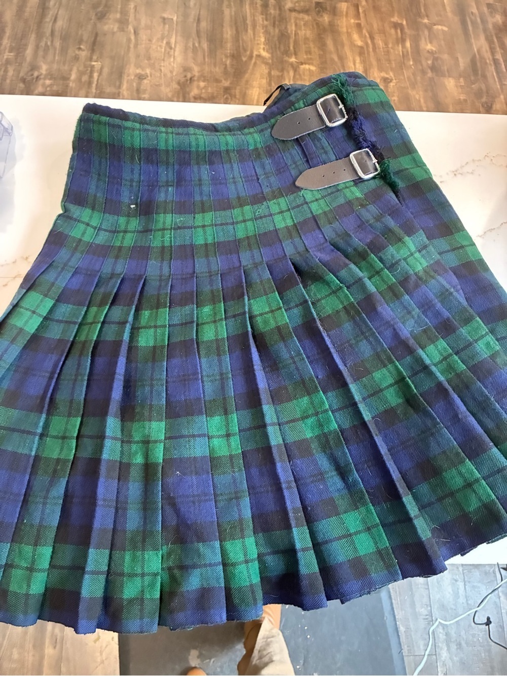 Scottish Pleated Green and Navy Tartan Irish kilt size 36